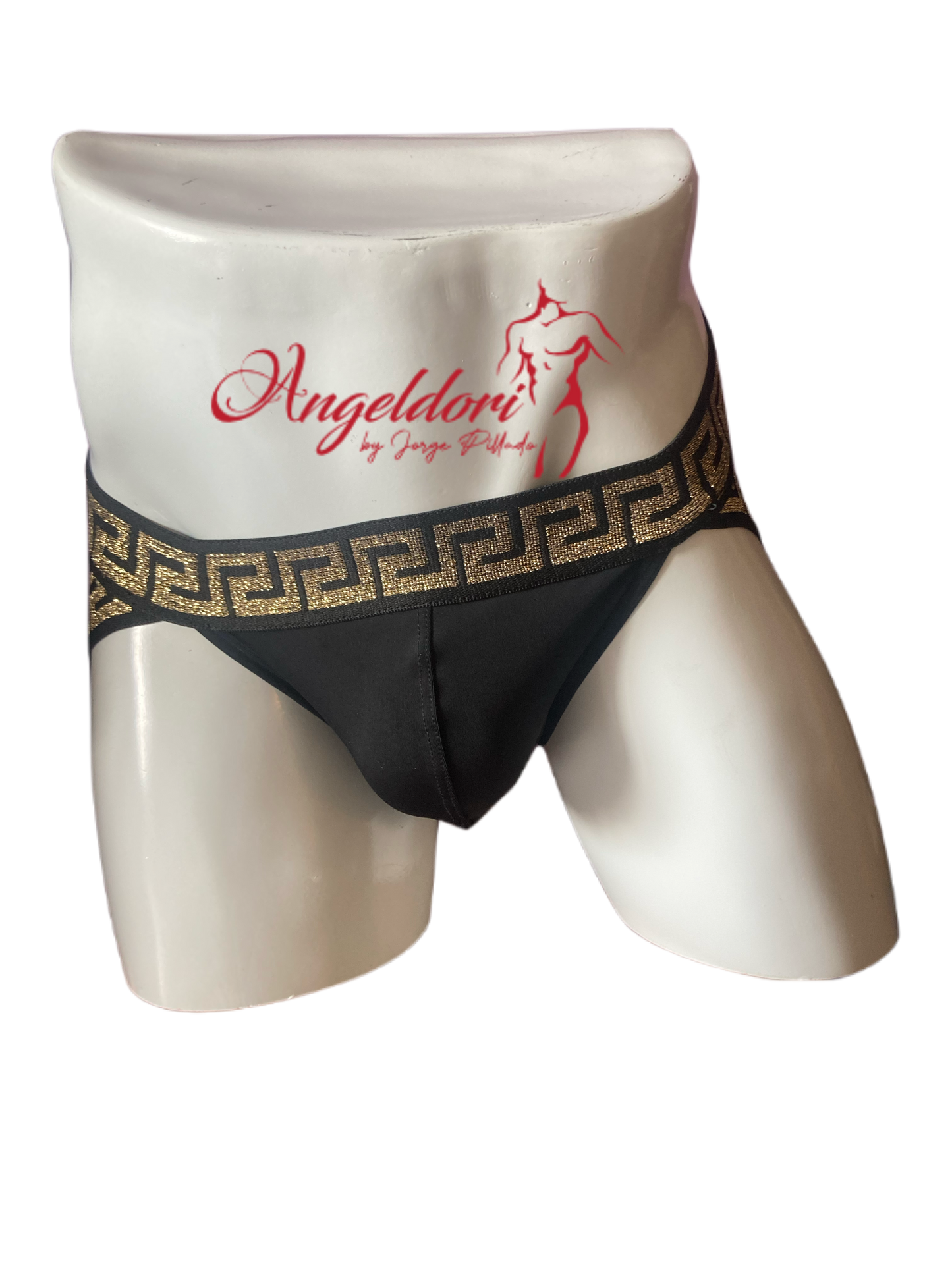 Suspensorio y Tanga Grecas Negro
